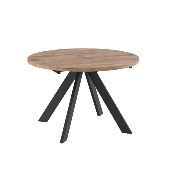 Стол RONDO-120, круглый раздвижной 120(160), ДУБ ВЕЛЛИНГТОН/ЧЕРНЫЙ